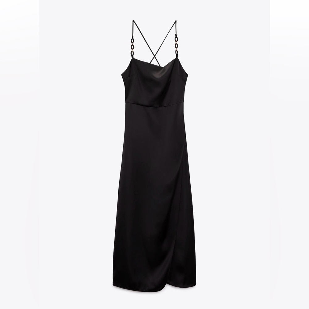 Zara satin dress with chain detail
